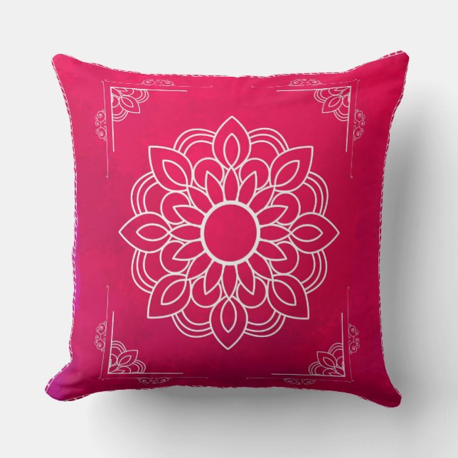 Red Mandala Decorative Pillow Kissen (Vorderseite)