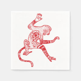 Red Mandala Fire Monkey Cocktail Paper Napkins Serviette