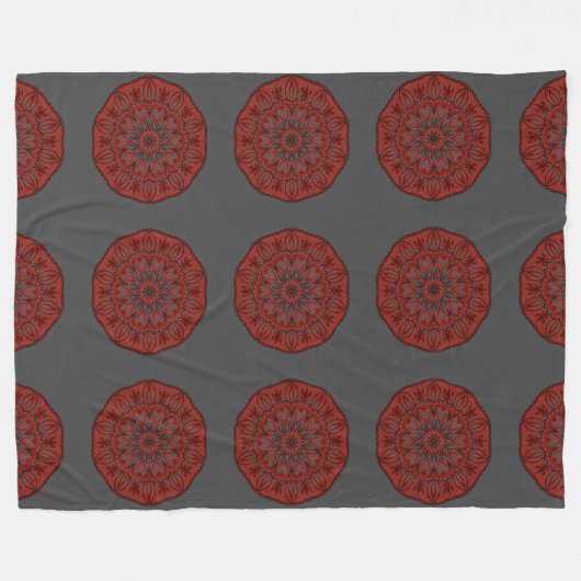 Red Mandala Fleecedecke (Vorderseite (Horizontal))