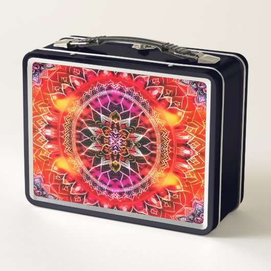 Red MANDALA Metall Brotdose (Rückseite)