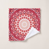 Red Mandala Muster in Fiery Gradient Badhandtuch Set (Waschlappen)