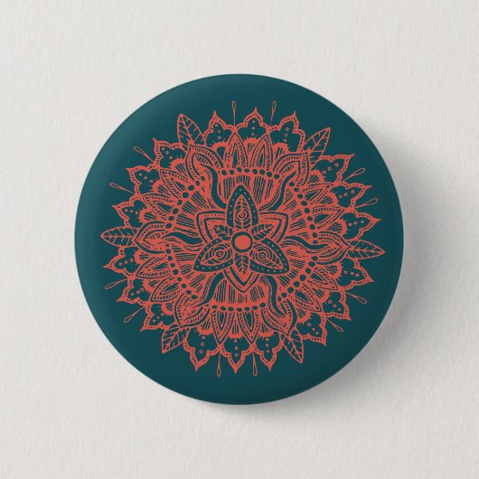 Red Mandala Ornament Button (Vorderseite)
