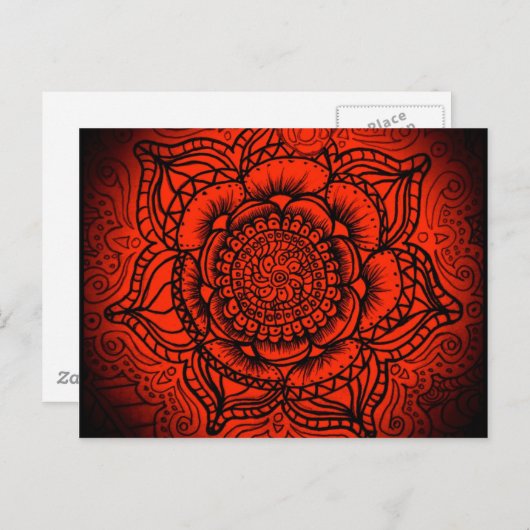 Red Mandala Postkarte (Vorne/Hinten)