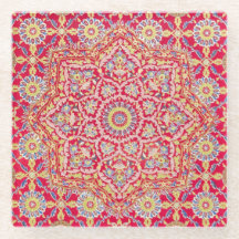 Red Mandala Vintag Indian Art Boho Beverage