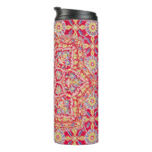 Red Mandala Vintag Indian Art Boho Thermosbecher (Nach rechts gedreht)