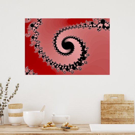 Red Mandelbrot Spiral Poster (Küche)