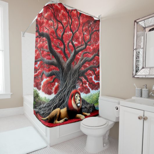 Red Maned Lion Duschvorhang (Beispiel)