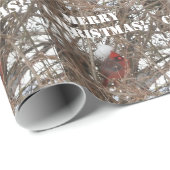 Red Männchen Kardinal auf verschneiten Branchen Um Geschenkpapier (Rolleneckpunkt)