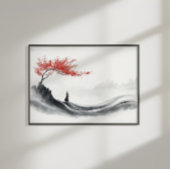 Red Maple Ink Zen Minimalist Wall Art Poster