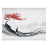 Red Maple Ink Zen Minimalist Wall Art Poster (Vorderseite)