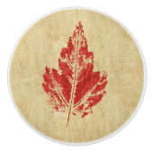 Red Maple Leaf Cabinet Knob Keramikknauf (Vorderseite)