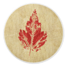 Red Maple Leaf Cabinet Knob