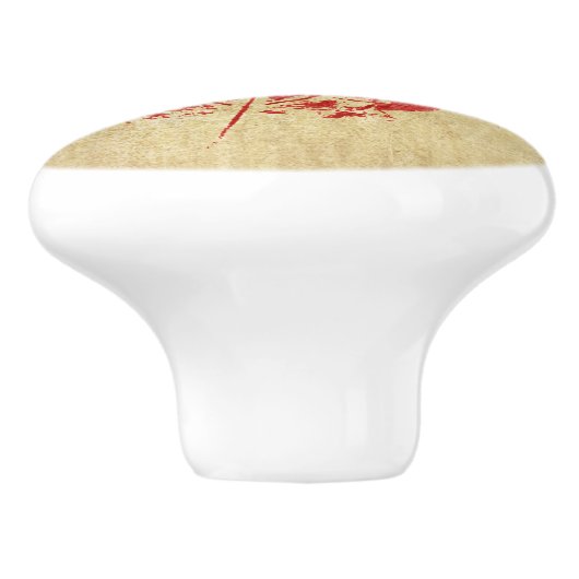 Red Maple Leaf Cabinet Knob Keramikknauf (Seitenansicht)