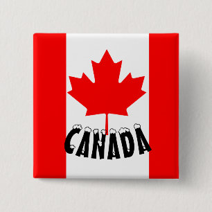 Red Maple Leaf Canada Flag Button