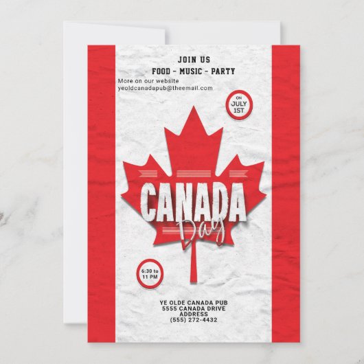 Red Maple Leaf Flag Canada Day Party Einladung (Vorderseite)