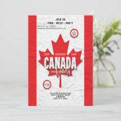Red Maple Leaf Flag Canada Day Party Einladung (Stehend Vorderseite)