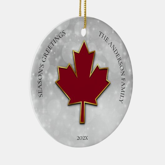 Red Maple Leaf Greetings Keramik Ornament (Rechts)
