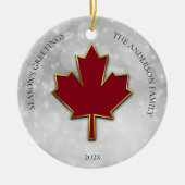 Red Maple Leaf Greetings Keramik Ornament (Vorne)