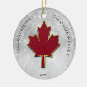 Red Maple Leaf Greetings Keramik Ornament (Links)