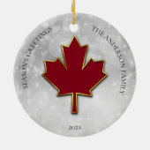Red Maple Leaf Greetings Keramik Ornament (Hinten)