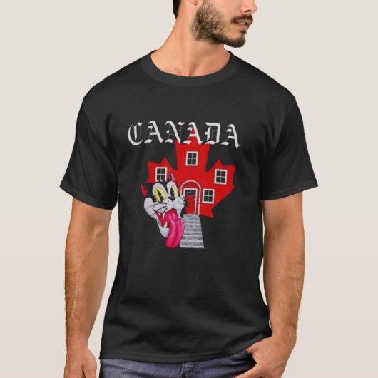 RED MAPLE LEAF HOUSE WITH CAT T-Shirt (Vorderseite)