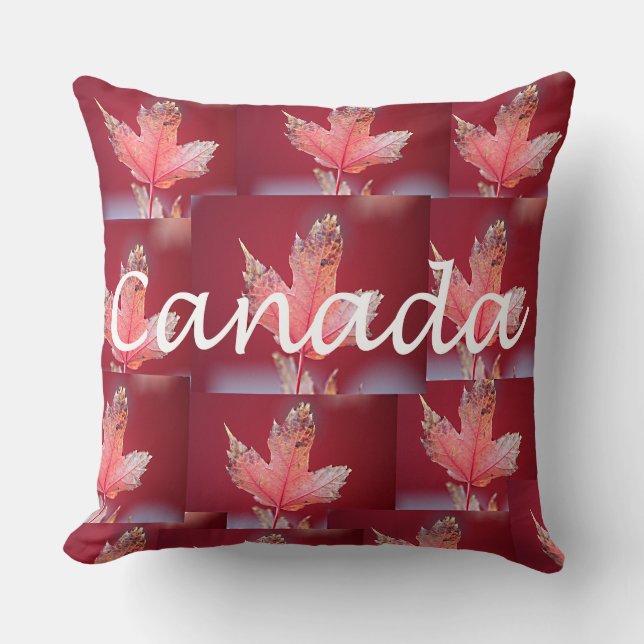 Red Maple Leaf mit kanadischem Namen Kissen (Vorderseite)