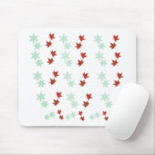 Red Maple Leaves & Mint Snowflakes Pattern Mousepad (Mit Mouse)