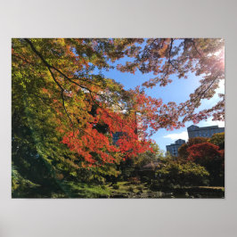 Red Maples im japanischen Garten Poster
