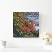 Red Maples im japanischen Garten Quadratische Wanduhr (Zuhause)