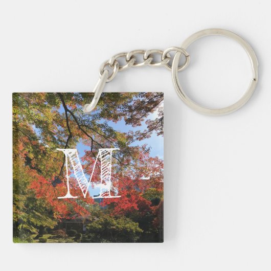 Red Maples im japanischen Garten Schlüsselanhänger (Rückseite)
