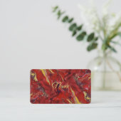 Red Marble Business Card Visitenkarte (Stehend Vorderseite)