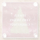 Red Marble Gold Glitzer Weihnachtsbaum Glasuntersetzer (Rückseite)