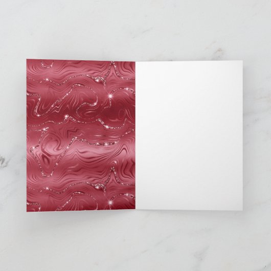 Red Marble Gold Glitzer Weihnachtsbaum Karte (Innenseite)