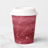 Red Marble Gold Glitzer Weihnachtsbaum Pappbecher (Rückseite)