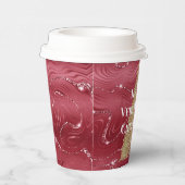 Red Marble Gold Glitzer Weihnachtsbaum Pappbecher (Rechts)
