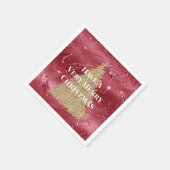 Red Marble Gold Glitzer Weihnachtsbaum Serviette (Ecke)