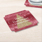 Red Marble Gold Glitzer Weihnachtsbaum Untersetzer (angewinkelt)