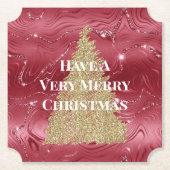 Red Marble Gold Glitzer Weihnachtsbaum Untersetzer (Vorderseite)