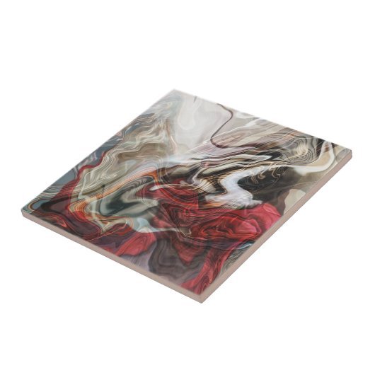 Red Marbled Abstract Design Fliese (Seite)