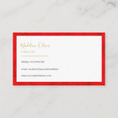 Red Marbled Modern Stylish Gold Colored Visitenkarte (Rückseite)