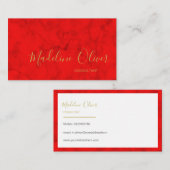 Red Marbled Modern Stylish Gold Colored Visitenkarte (Vorne/Hinten)