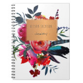 Red Marine Boho Bouquet Kupferlabel Trendschule Notizblock (Vorderseite)