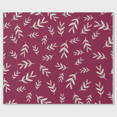 Red Maroon Christmas Leaf Wrapping Paper Geschenkpapier (Flach)