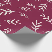 Red Maroon Christmas Leaf Wrapping Paper Geschenkpapier (Ecke)