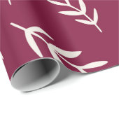 Red Maroon Christmas Leaf Wrapping Paper Geschenkpapier (Rolleneckpunkt)