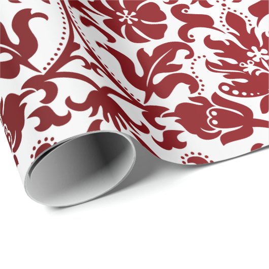 Red Maroon Damask Design Geschenkpapier (Rolleneckpunkt)