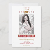 Red Maroon Gold White Graduation Party Einladung (Vorderseite)