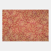 Red Maroon & Gold Wirbel Pattern Boho Weihnachten Geschenkpapier Set (Vorderseite)