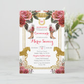 Red Maroon Horse Charra Mis XV Anos Birthday Einladung (Stehend Vorderseite)