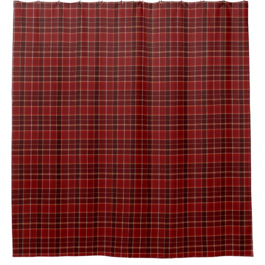 Red & Maroon Scottish Tartan Kariert Duschvorhang (Vorderseite)
